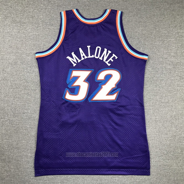 Camiseta Nino Utah Jazz Karl Malone #32 Mitchell & Ness 1996-97 Violeta